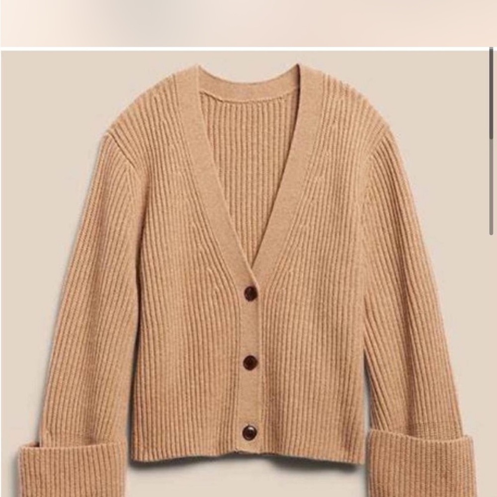 Tan Ribbed Knit Women's Sweater